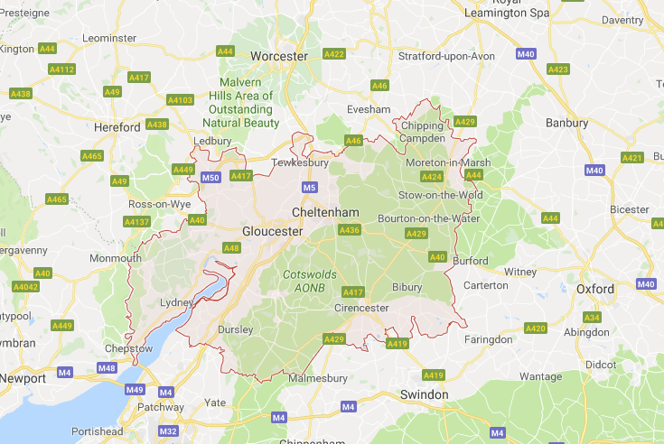 Map of Gloucestershire