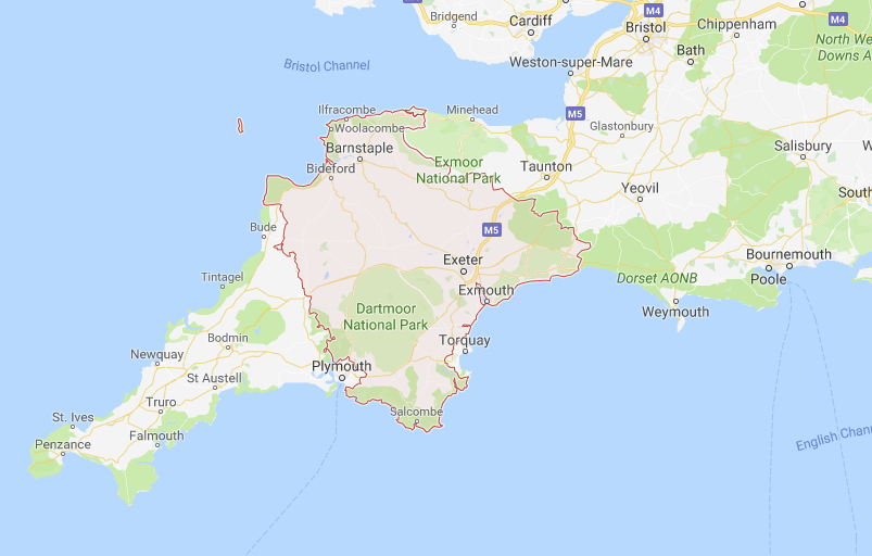 map of Devon